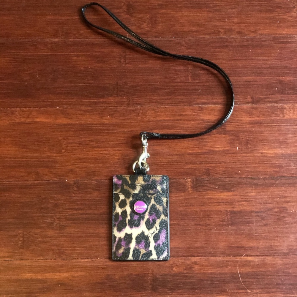 Purple/Leopard Coach Lanyard